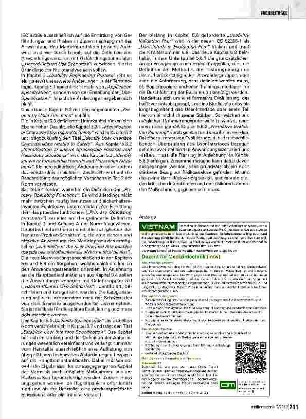 Vorschauseite 3: Neue IEC 62366 „Medizinprodukte Anwendung der Gebrauchstauglichkeit auf Medizinprodukte