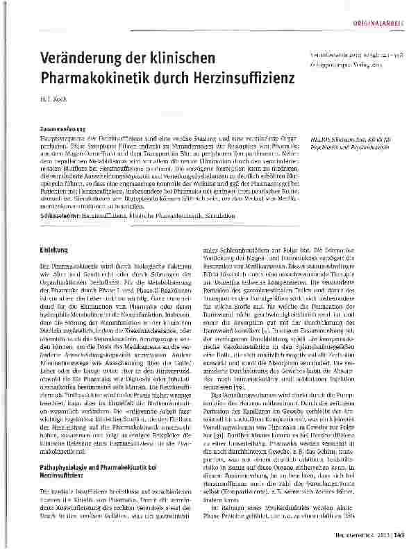 Vorschauseite 1: Veränderung der klinischen Pharmakokinetik durch Herzinsuffizienz