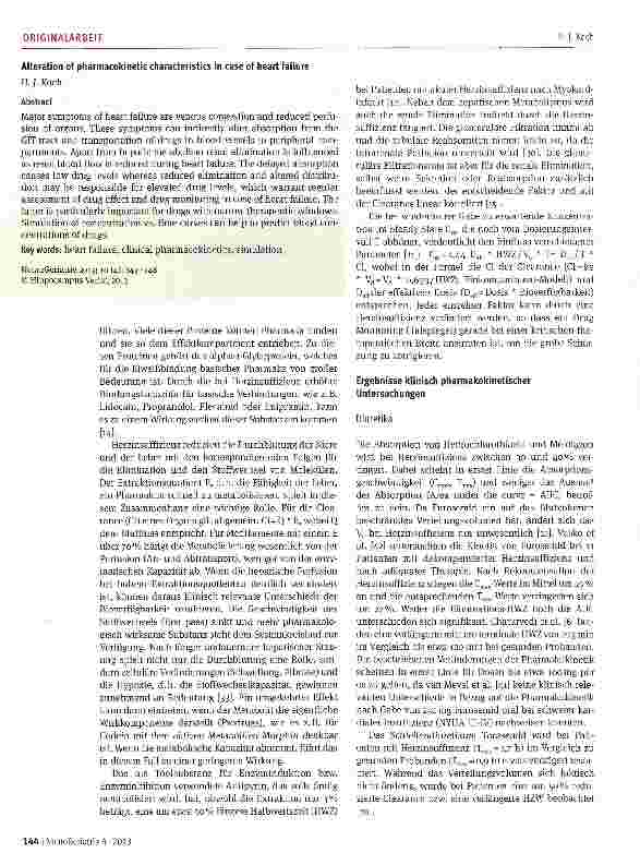 Vorschauseite 2: Veränderung der klinischen Pharmakokinetik durch Herzinsuffizienz