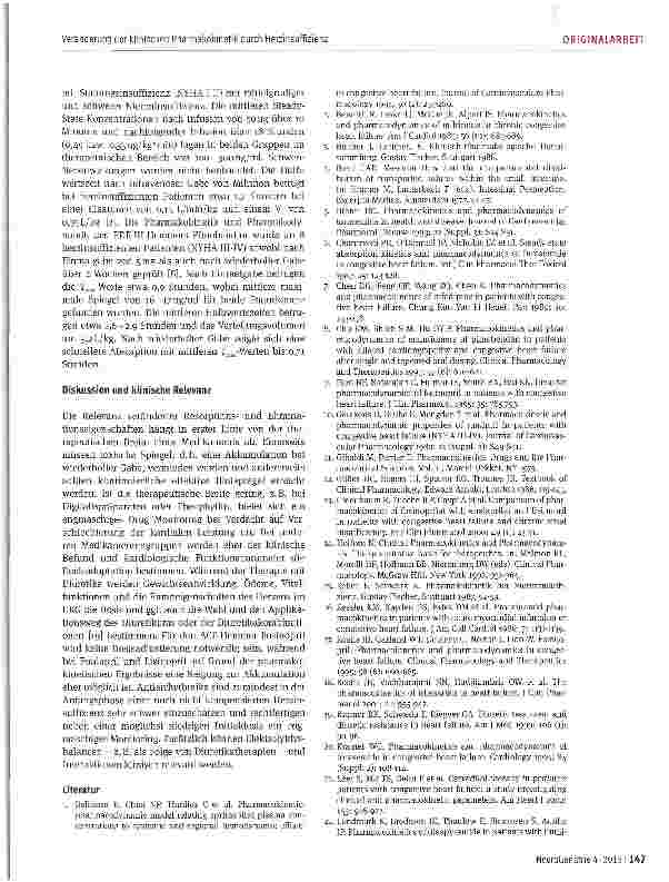 Vorschauseite 5: Veränderung der klinischen Pharmakokinetik durch Herzinsuffizienz