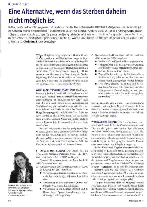 Vorschauseite 1: Eine Alternative, wenn das Sterben daheim nicht möglich ist
