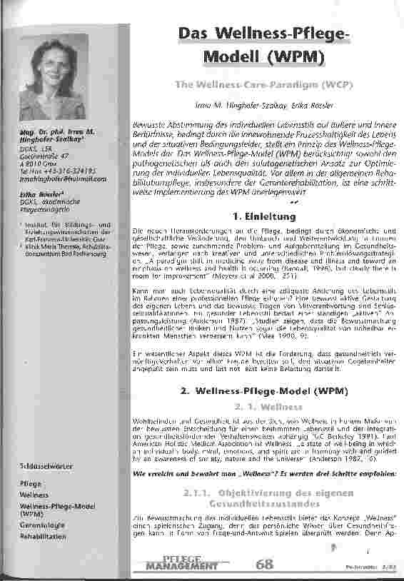 Vorschauseite 1: Das Wellness-Pflege-Modell (WPM)