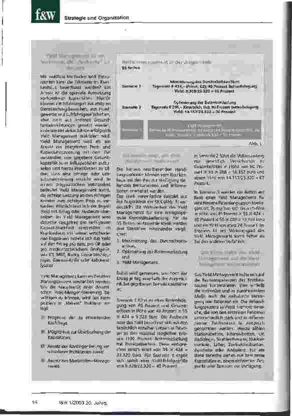Vorschauseite 2: Yield Management steigert Ertrag des Krankenhauses Wie die Städtischen Krankenhäuser Krefeld ihre Leistung zu verschiedenen Zeiten und unterschiedlichen Preisen verkaufen