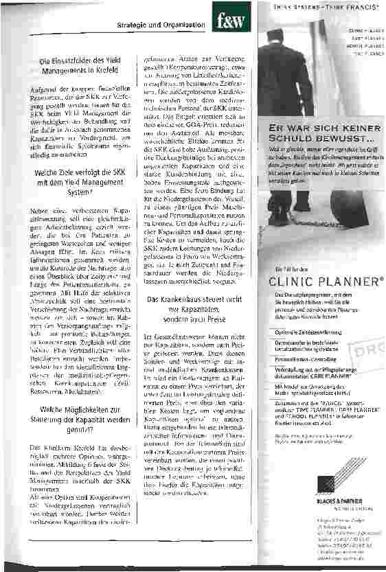 Vorschauseite 6: Yield Management steigert Ertrag des Krankenhauses Wie die Städtischen Krankenhäuser Krefeld ihre Leistung zu verschiedenen Zeiten und unterschiedlichen Preisen verkaufen