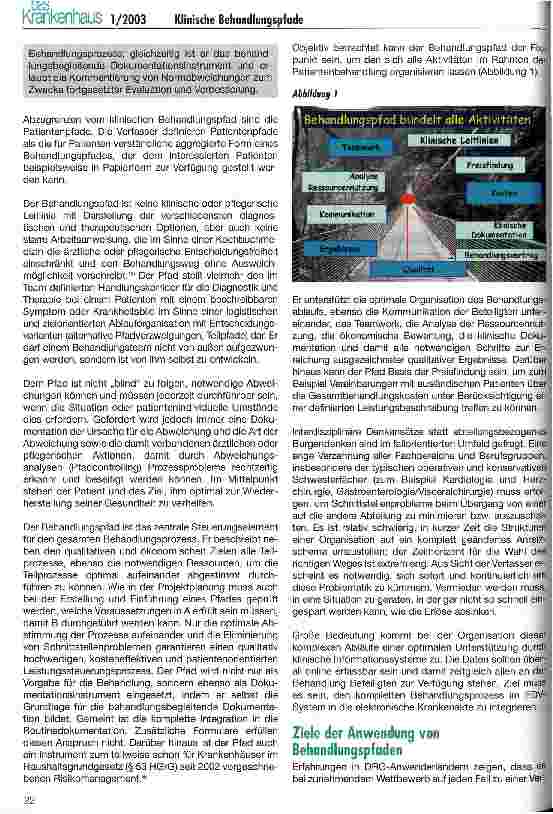 Vorschauseite 3: Frischer Wind mit klinischen Behandlungspfaden (1) Instrumente zur Verbesserung der Organisation klinischer Prozesse