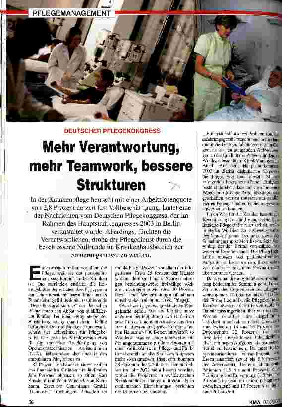 Vorschauseite 1: Deutscher Pflegekongress: Mehr Verantwortung, mehr Teamwork, bessere Strukturen