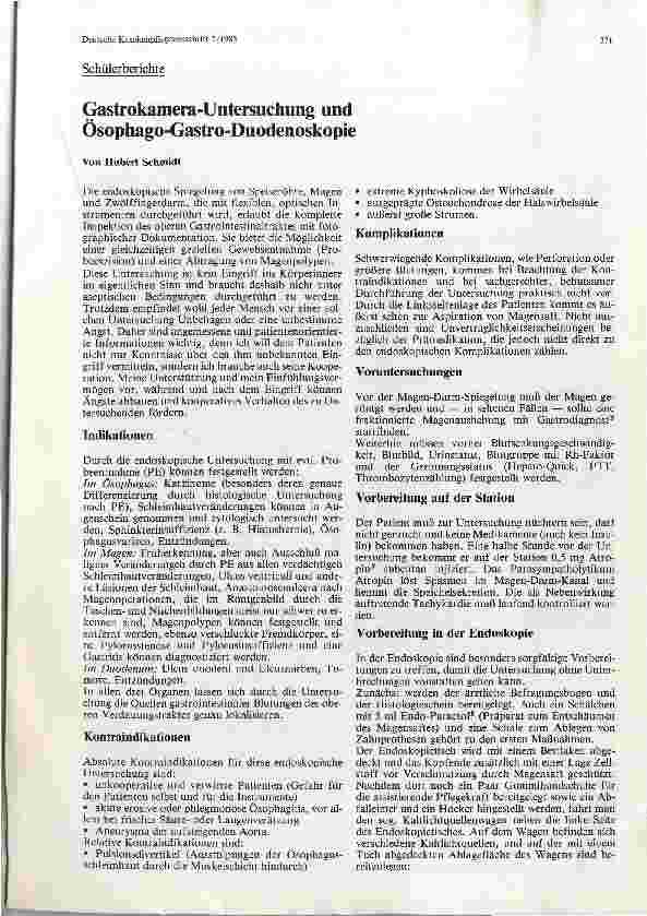 Vorschauseite 1: Gastrokamera-Untersuchung und Ösophago-Gastro-Duodenoskopie