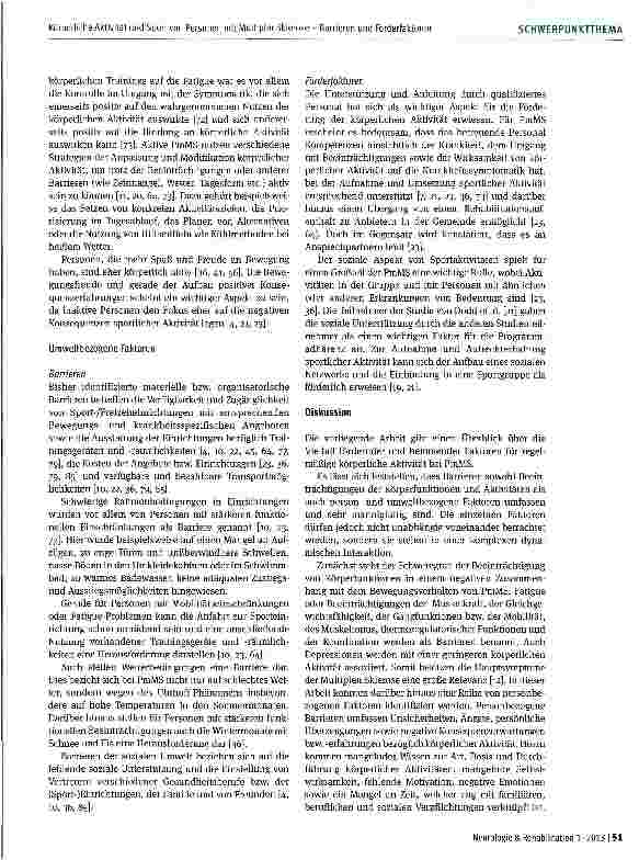 Vorschauseite 5: Körperliche Aktivität und Sport von Personen mit Multipler Sklerose -Barrieren und Förderfaktoren