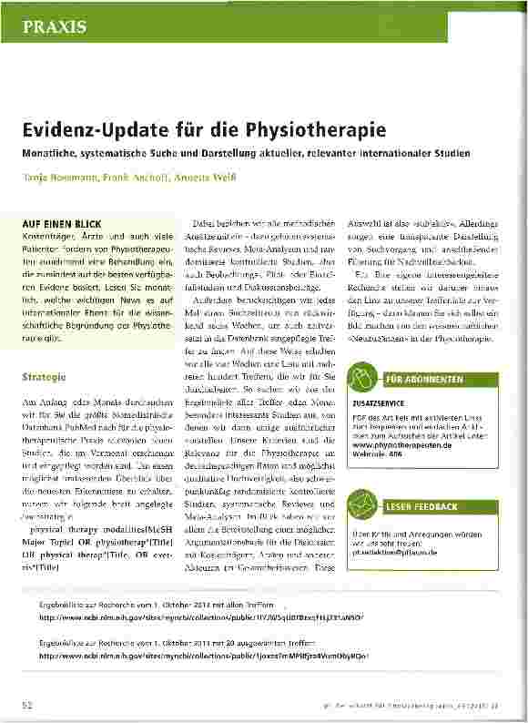 Vorschauseite 1: Evidenz-Update für die Physiotherapie
