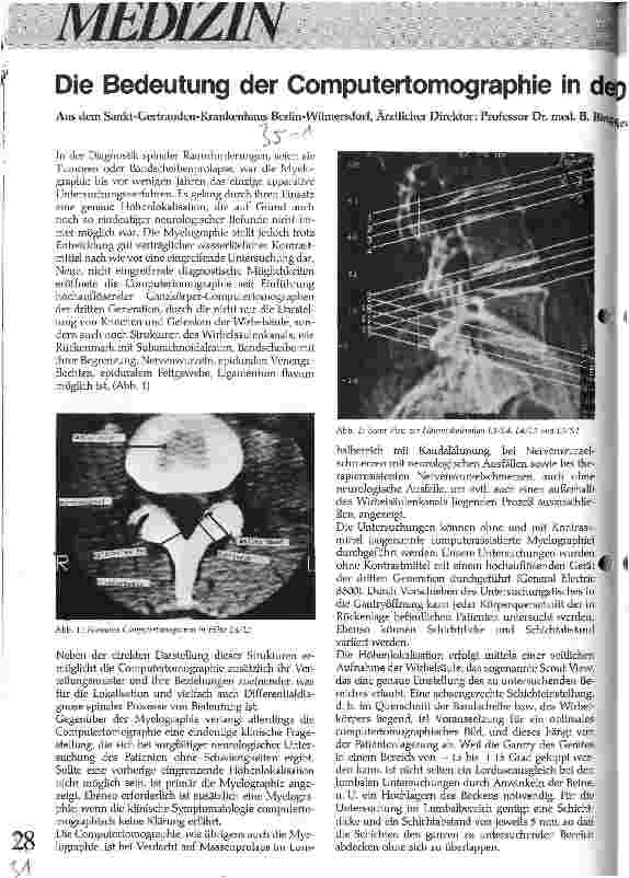 Vorschauseite 1: Die Bedeutung der Computertomographie in der Diagnostik des lumbalen Bandscheibenprolapses