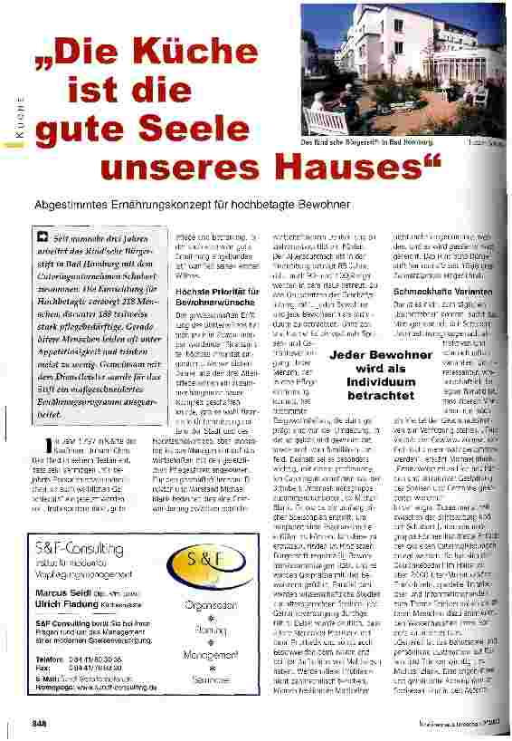 Vorschauseite 1: Die Küche ist die gute Seele unseres Hauses Abgestimmtes Ernährungskonzept für hochbetagte Bewohner