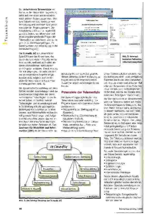 Vorschauseite 2: Der Weg zur telematisch praktizierten Medizin Telemedizinische Koordination und Kooperation am Klinikum der Universität Regensburg