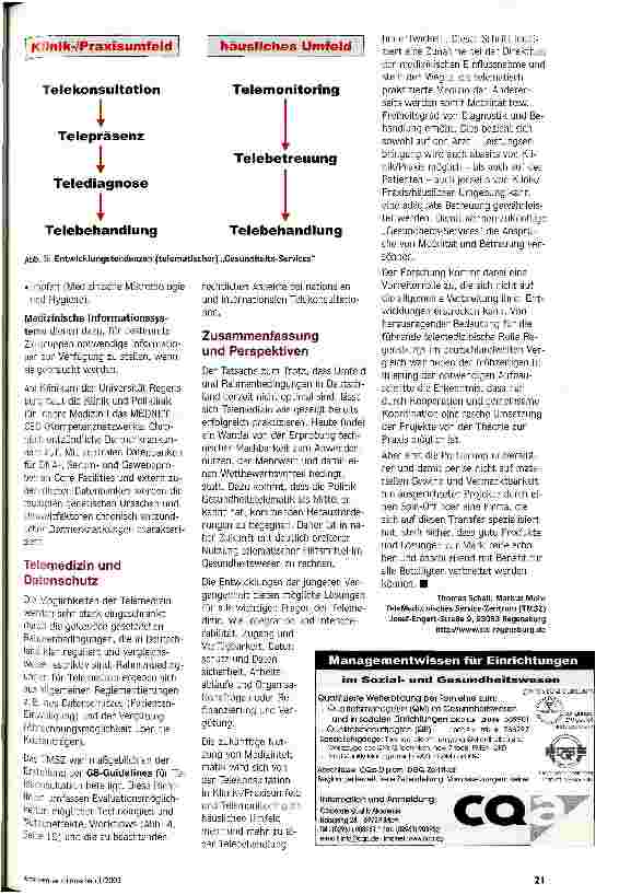 Vorschauseite 4: Der Weg zur telematisch praktizierten Medizin Telemedizinische Koordination und Kooperation am Klinikum der Universität Regensburg