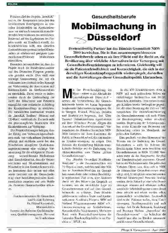 Vorschauseite 1: Gesundheitsberufe: Mobilmachung in Düsseldorf