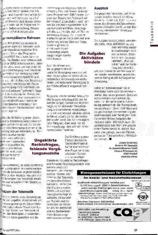 Vorschauseite 3: Telematik - jetzt oder nie Die Chance einer Flächen deckenden Einführung muss genutzt werden