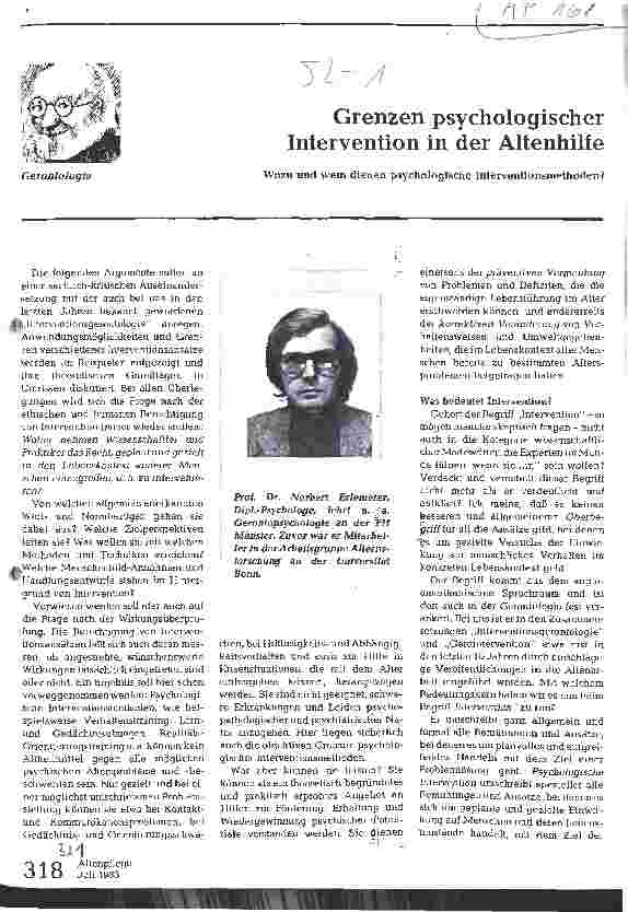 Vorschauseite 1: Grenzen psychologischer Intervention in der Altenhilfe