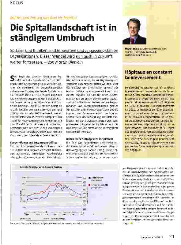 Vorschauseite 1: Die Spitallandschaft ist in ständigem Umbruch