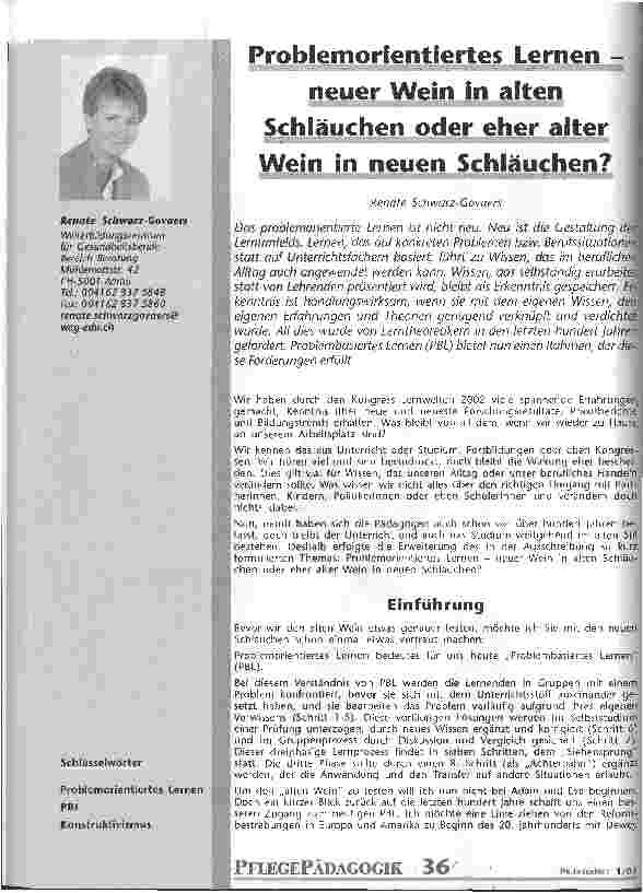 Vorschauseite 1: Problemorientiertes Lernen - neuer Wein in alten Schläuchen oder eher alter Wein in neuen Schläuchen?