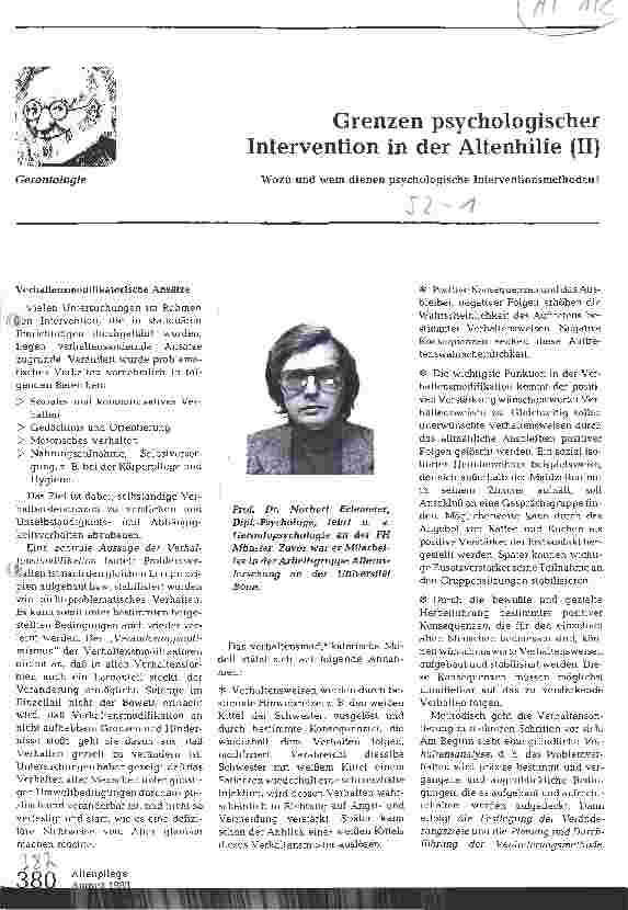 Vorschauseite 1: Grenzen psychologischer Intervention in der Altenhilfe (II)
