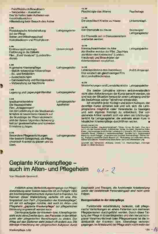 Vorschauseite 1: Geplante Krankenpflege auch in Alten und Pflegeheimen