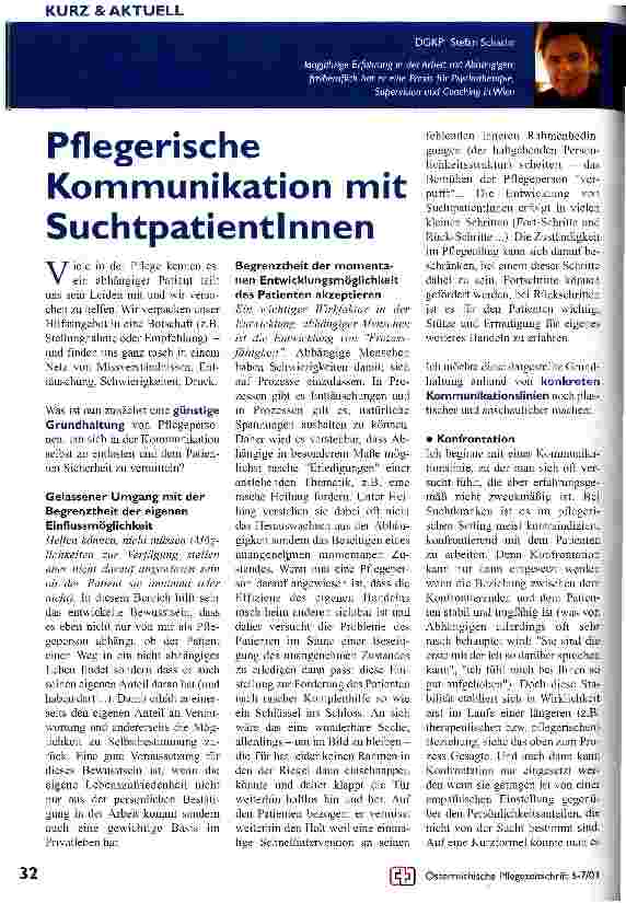 Vorschauseite 1: Pflegerische Kommunikation mit SuchtpatientInnen