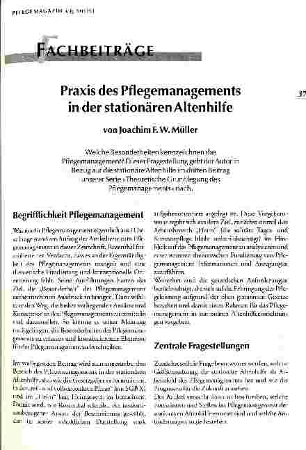 Vorschauseite 1: Praxis des Pflegemanagements in der stationären Altenhilfe