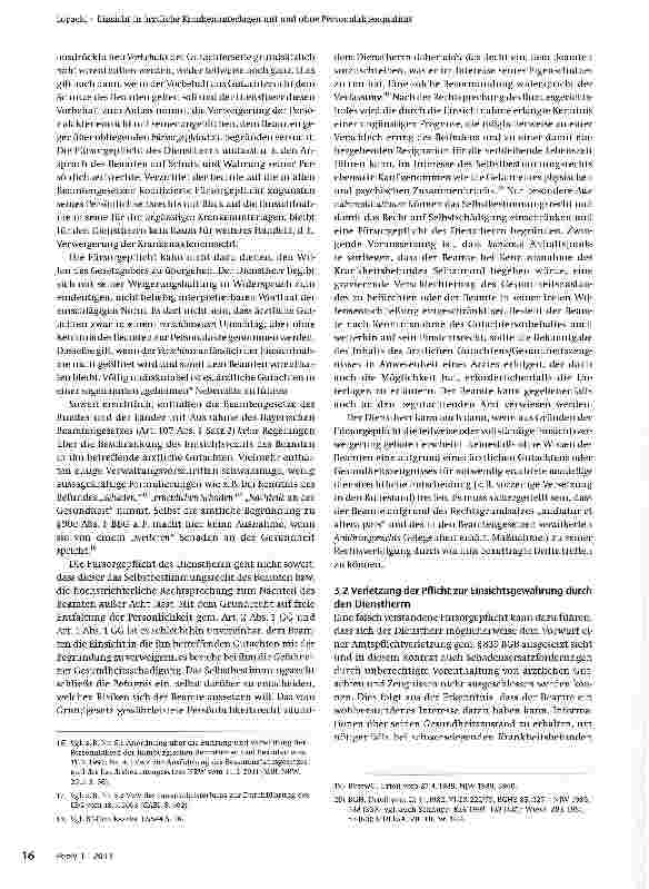 Vorschauseite 5: Einsicht in ärztliche Krankenunterlagen mit und ohne Personalaktenqualität