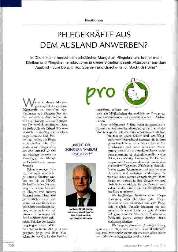 Vorschauseite 1: PFLEGEKRÄFTE AUS DEM AUSLAND ANWERBEN?