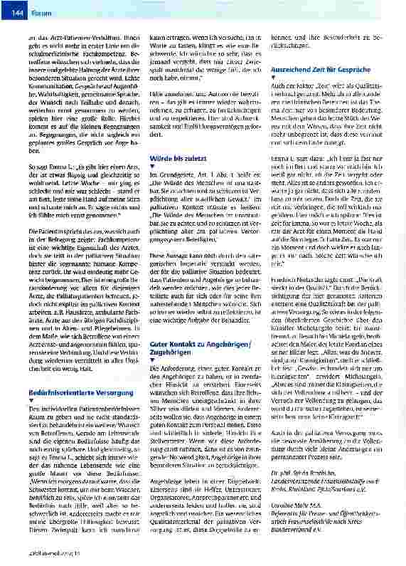 Vorschauseite 3: krebskranke Menschen vom palliativen Versorgungssystem?