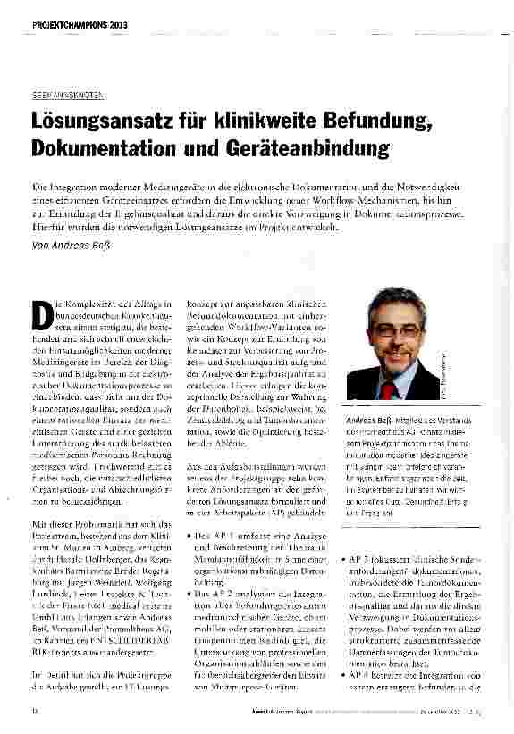 Vorschauseite 1: Lösungsansatz für klinikweite Befundung, Dokumentation und Geräteanbindung