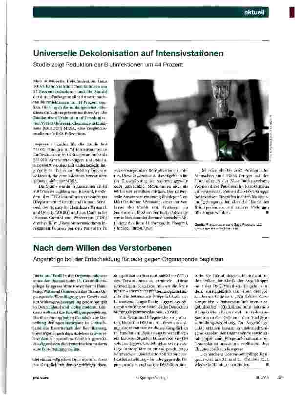 Vorschauseite 1: Universelle Dekolonisation auf Intensivstationen