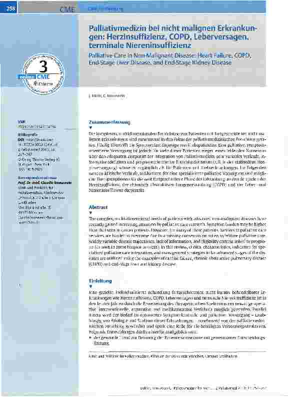 Vorschauseite 1: Palliativmedizin bei nicht malignen Erkrankungen: Herzinsuffizienz, COPD, Leberversagen, terminale Niereninsuffizienz