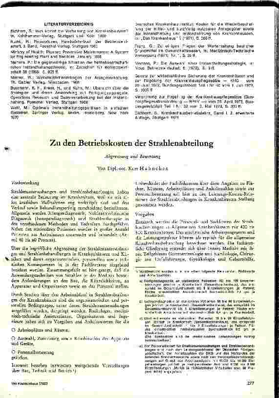 Vorschauseite 1: Zu den Betriebskosten der Strahlenabteilung
