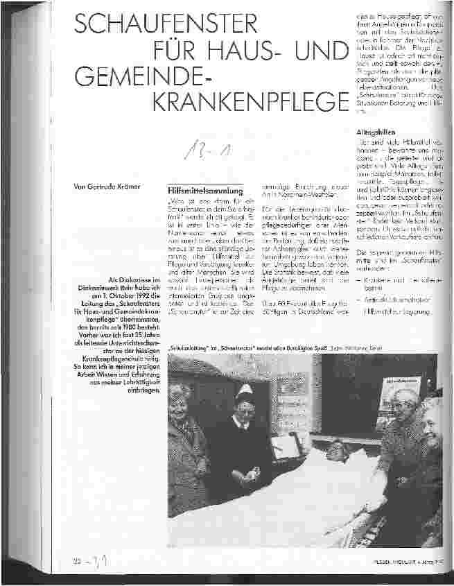 Vorschauseite 1: Schaufenster für Hausund Gemeindekrankenpflege