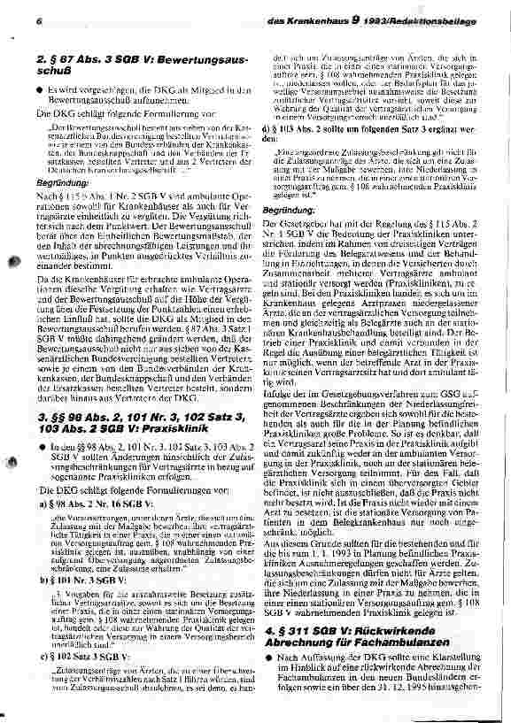 Vorschauseite 6: Legislativer Änderungsbedarf und offene Rechtsfragen Umsetzung des Gesundheitsstrukturgesetzes