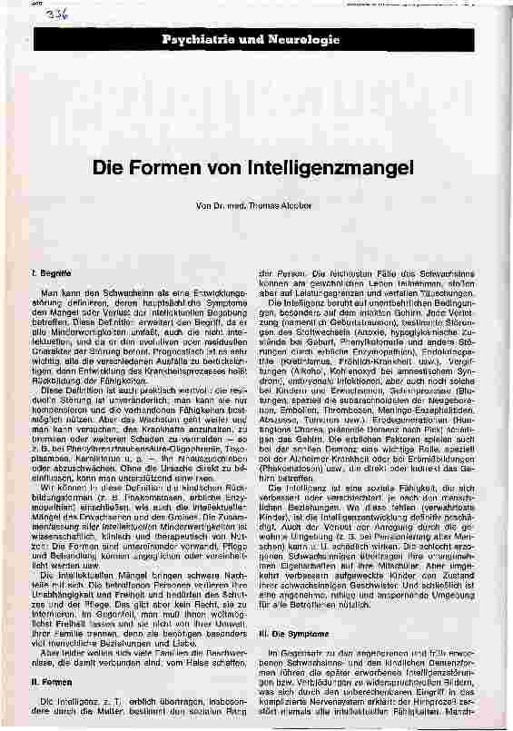 Vorschauseite 1: Die Formen von Intelligenzmangel