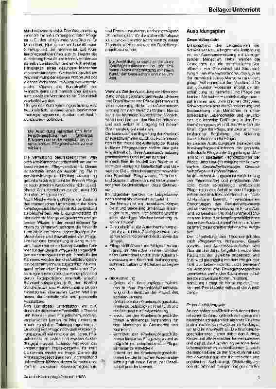 Vorschauseite 4: Vom Gesunden zum Kranken - Der gesunde Mensch Theoretischer Einführungsblock/ganzheitl. Ausbildungskonzept-Entwicklung und Umsetzung