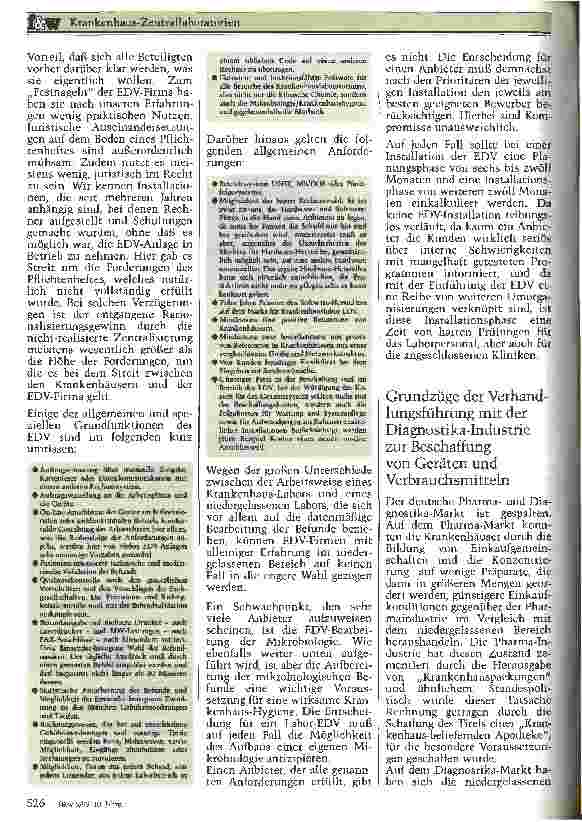 Vorschauseite 4: Krankenhaus-Zentrallaboratorien Erste Erfahrungen