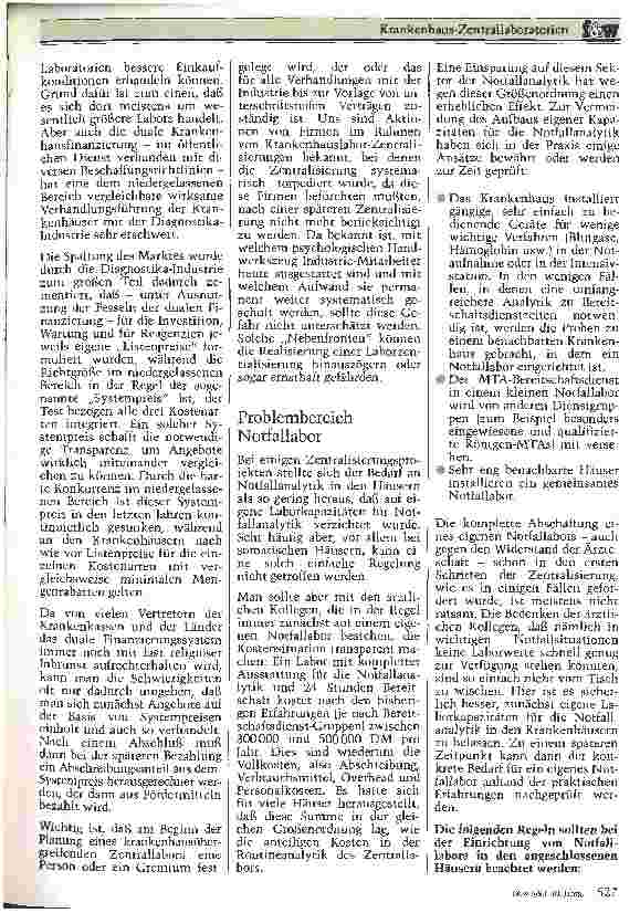 Vorschauseite 5: Krankenhaus-Zentrallaboratorien Erste Erfahrungen