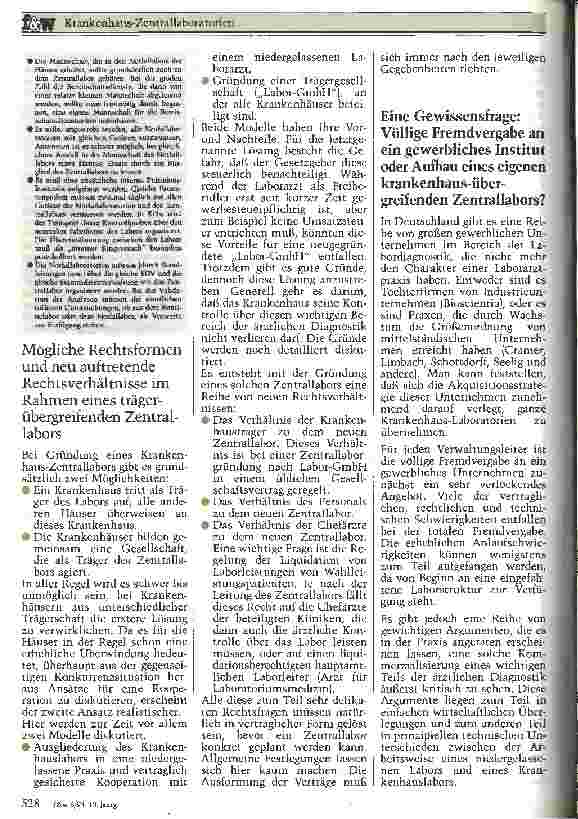 Vorschauseite 6: Krankenhaus-Zentrallaboratorien Erste Erfahrungen