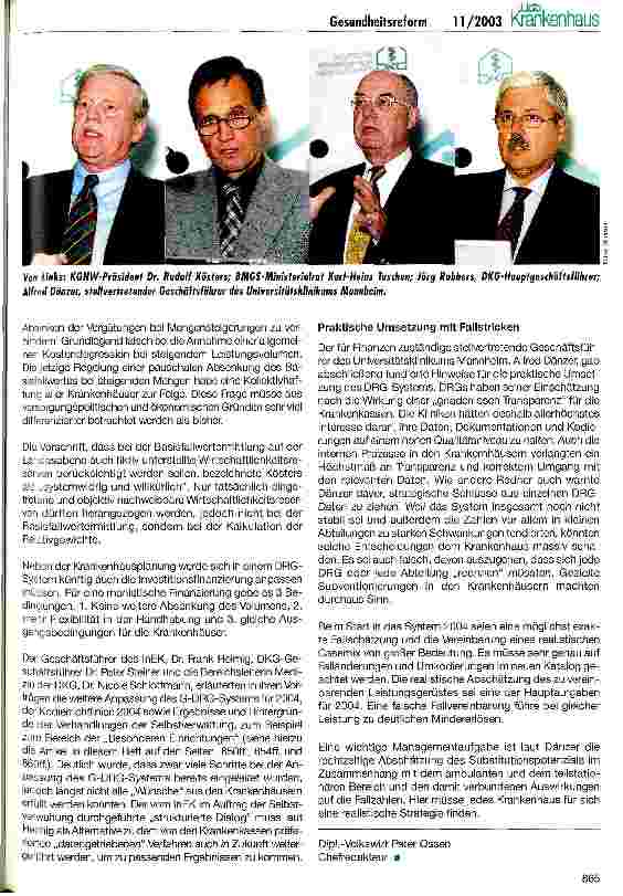 Vorschauseite 2: DRG-System 2004: Warnung vor übereilten Schlüssen