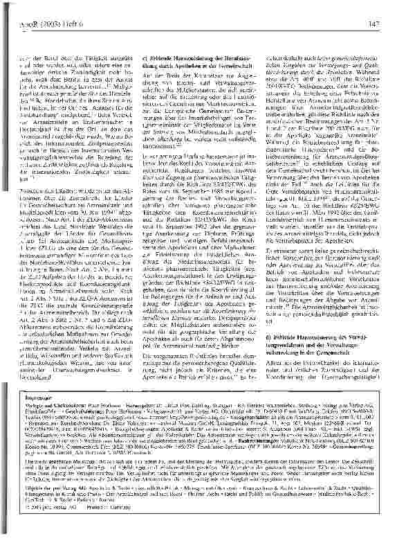 Vorschauseite 3: Zur Verfassungswidrigkeit des überwachungsfreien grenzüberschreitenden Arzneimittelversandes