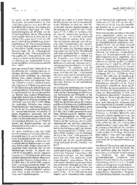Vorschauseite 4: Zur Verfassungswidrigkeit des überwachungsfreien grenzüberschreitenden Arzneimittelversandes