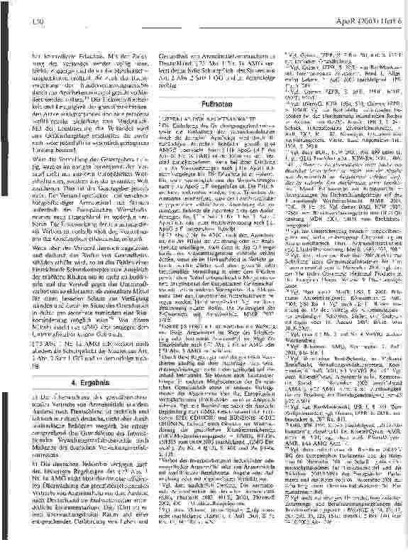 Vorschauseite 6: Zur Verfassungswidrigkeit des überwachungsfreien grenzüberschreitenden Arzneimittelversandes