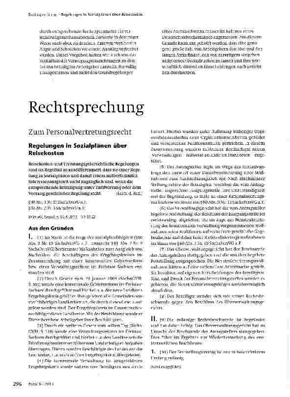 Vorschauseite 1: Regelungen in Sozialplänen über Reisekosten