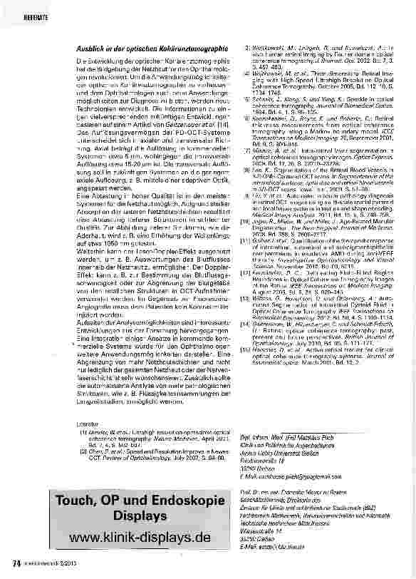 Vorschauseite 5: Die automatisierte Analyse der Netzhaut mittels der optischen Kohärenztomographie