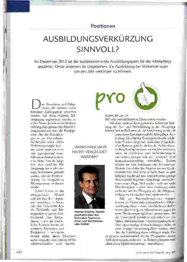 Vorschauseite 1: AUSBILDUNGSVERKÜRZUNG SINNVOLL?
