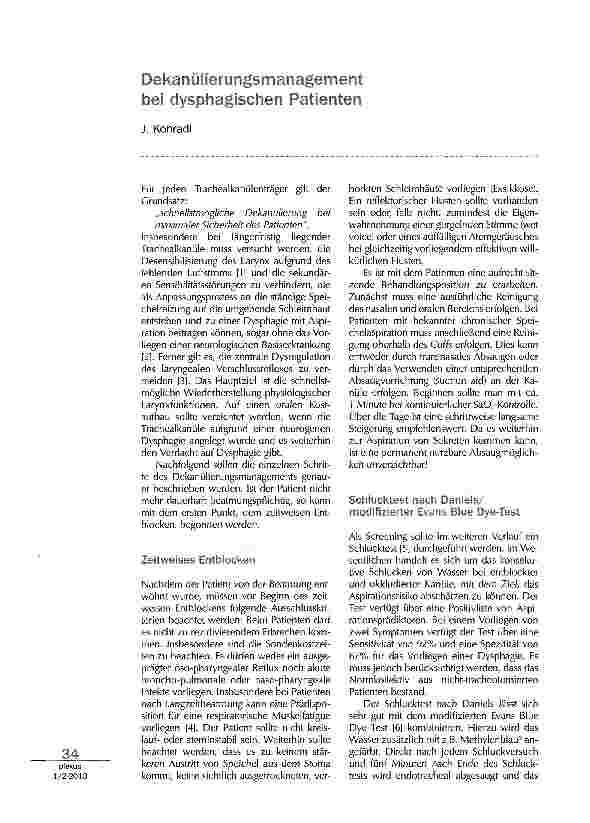 Vorschauseite 1: Dekanülierungsmanagement bei dysphagischen Patienten