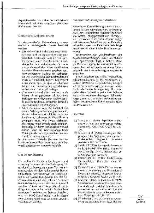 Vorschauseite 4: Dekanülierungsmanagement bei dysphagischen Patienten