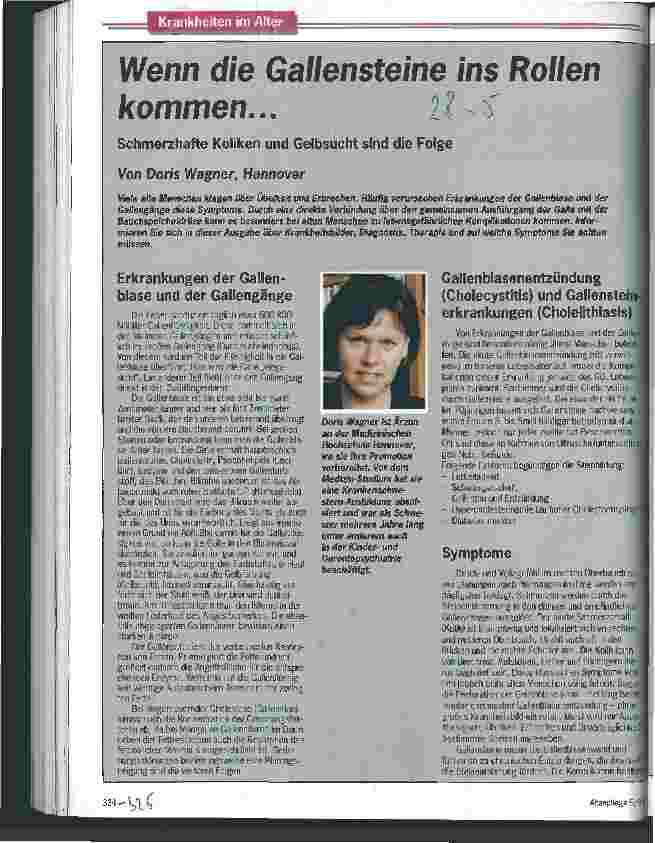 Vorschauseite 1: Wenn die Gallensteine ins Rollen kommen. .. Schmerzhafte Koliken und Gelbsucht sind die Folge